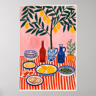 Lemon Tree Kitchen Poster, Mediterranean Still Poster