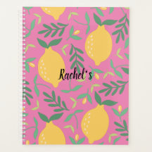 Lemon tree pattern pink yellow girly summer