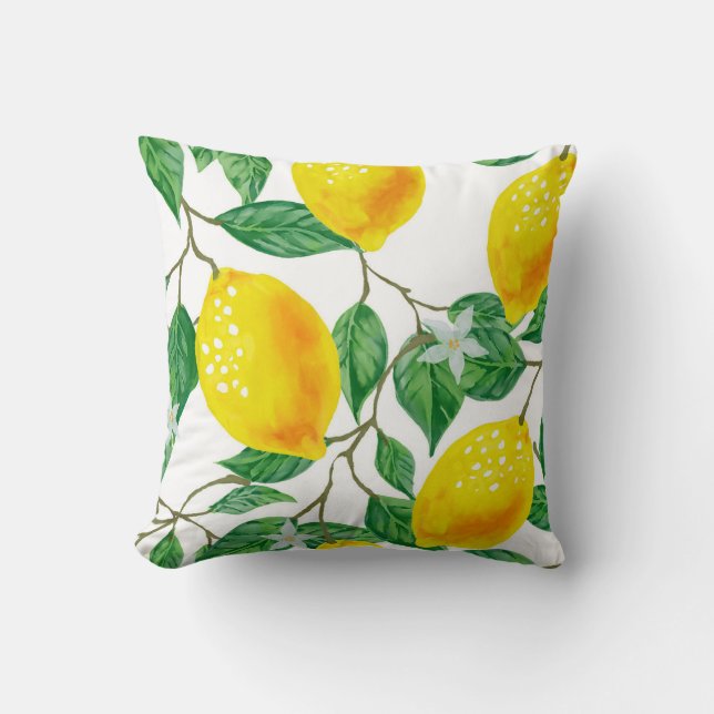 LEMON TREE PILLOW, Yellow & Green Cushion (Front)