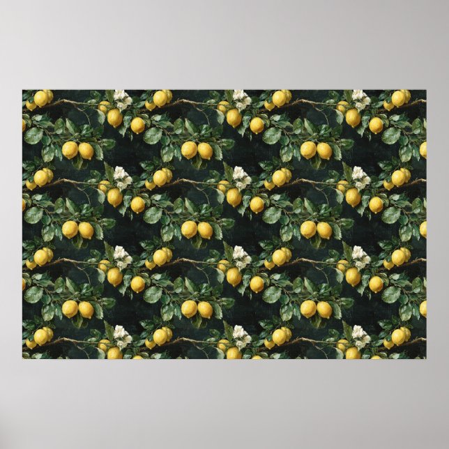 Lemon Tree Seamless Pattern Poster (Front)