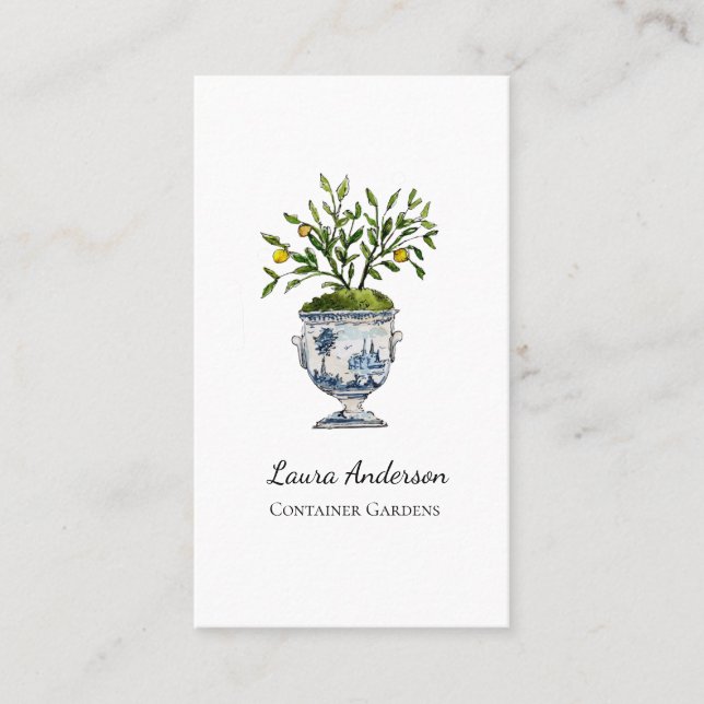 Lemon tree topiary Gardener  Business Card (Front)