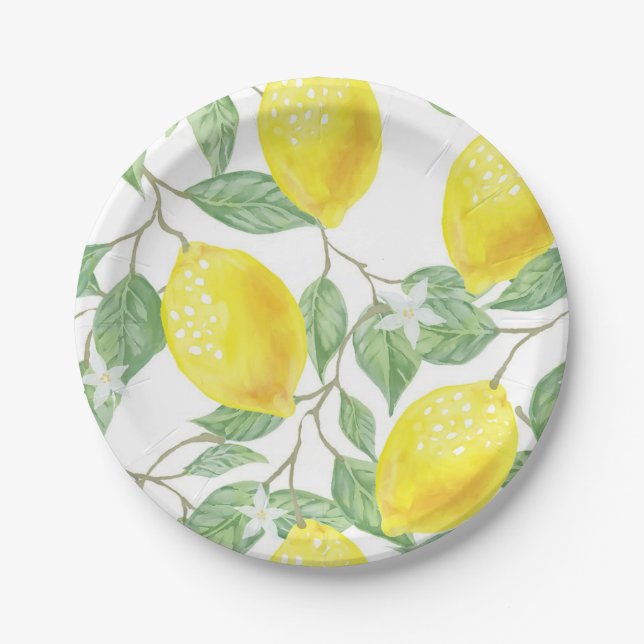 Lemon Tree Yellow and Green Country Paper Plate (Front)