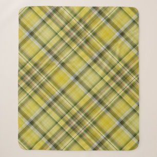 Lemon Tree Yellow and Green Plaid Sherpa Blanket