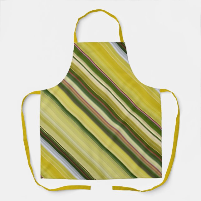 Lemon Tree Yellow and Green Stripe Apron (Front)