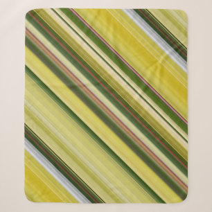 Lemon Tree Yellow and Green Stripe Sherpa Blanket