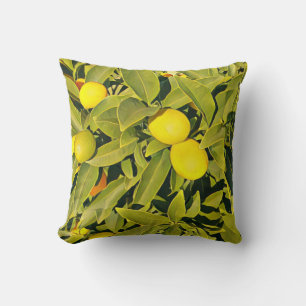 Lemon Tree Yellow and Green Throw Pillow