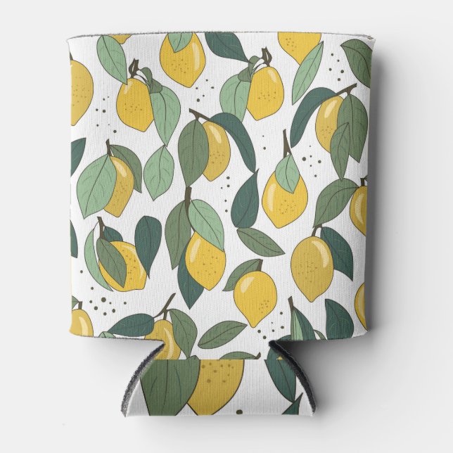 Lemon Tropical: Bright Vintage Seamless Can Cooler (Front)