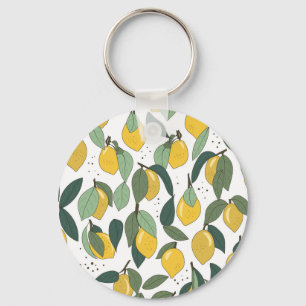 Lemon Tropical: Bright Vintage Seamless Key Ring