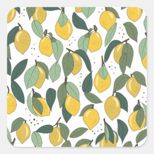 Lemon Tropical: Bright Vintage Seamless Square Sticker