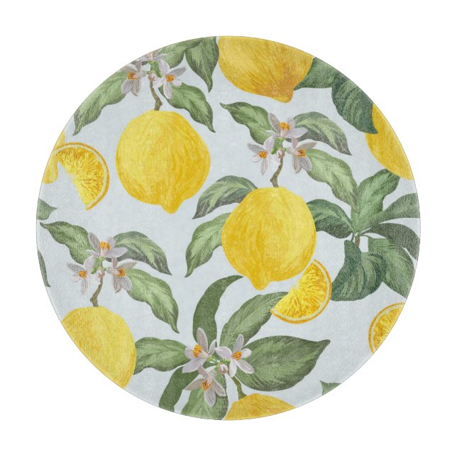 Lemon Tropical Fruit Vintage Pattern Cutting Board (Front)