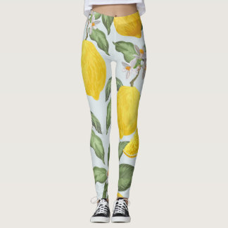 Lemon Tropical Fruit Vintage Pattern Leggings