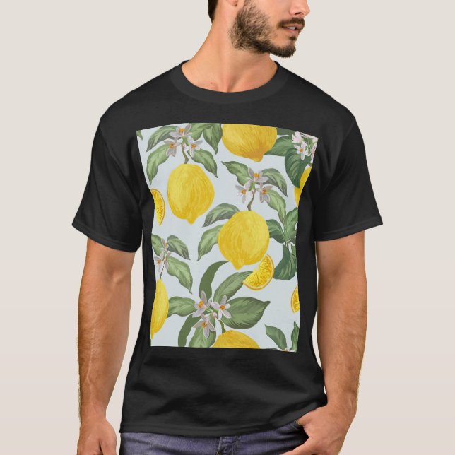 Lemon Tropical Fruit Vintage Pattern T-Shirt (Front)