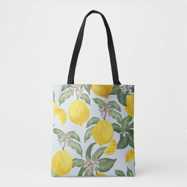 Lemon Tropical Fruit Vintage Pattern Tote Bag (Front)