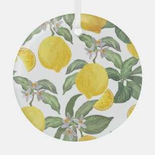 Lemon: tropical fruit vintage seamless glass tree decoration