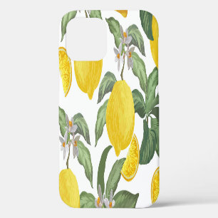 Lemon: tropical fruit vintage seamless iPhone 12 case