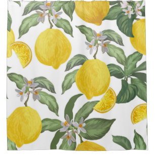 Lemon: tropical fruit vintage seamless shower curtain