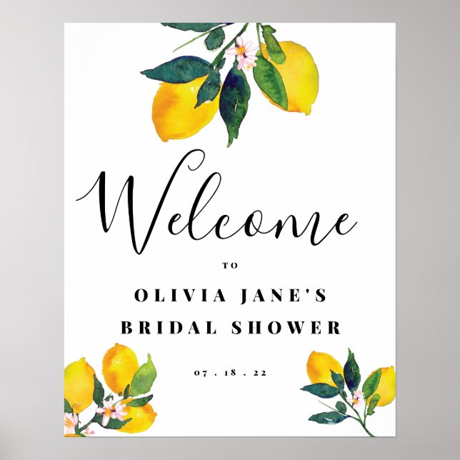Lemon Tropical Welcome Bridal Shower Poster (Front)
