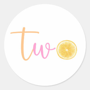 Lemon Two Birthday Classic Round Sticker