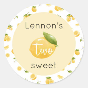 Lemon Two Sweet 2nd Birthday Classic Round Sticker