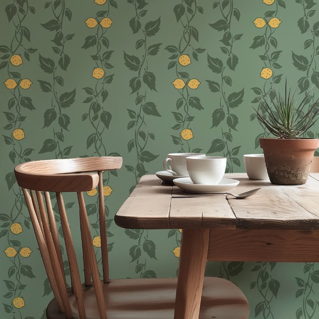 Lemon Vines on Sage Green  Wallpaper (Creator Uploaded)