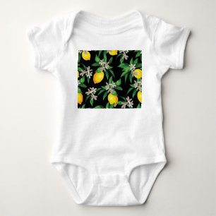 Lemon Vintage: Hand-Drawn Floral Texture Baby Bodysuit