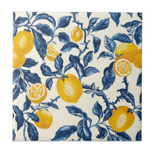Lemon Vintage Retro Victorian Pattern Ceramic Tile