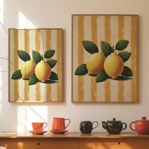 Lemon Wall Art Print Mediterranean Kitchen Decor