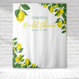 Lemon Watercolor Bridal Shower Backdrop Tapestry