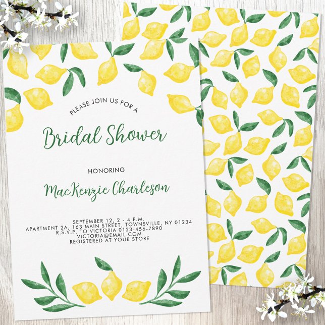 Lemon Watercolor Bridal Shower Invitation (Creator Uploaded)