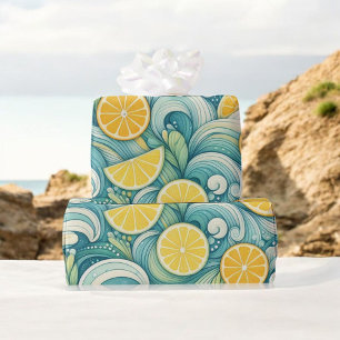 Lemon Watercolor Citrus Summer Spring Botanical Wrapping Paper