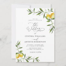 lemon watercolor greenery floral wedding