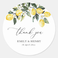 lemon watercolor mediterrenean wedding thank you