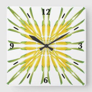Lemon Watercolor Painting Pattern Square Wall Clock