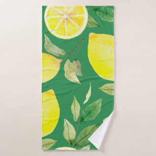 lemon,watercolor pattern,background,fruit,wallpape bath towel