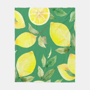 lemon,watercolor pattern,background,fruit,wallpape fleece blanket