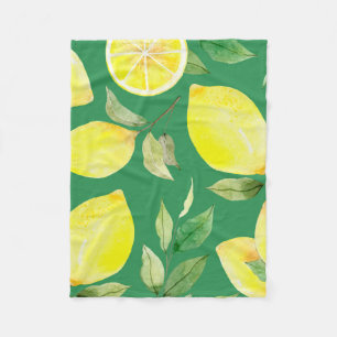 lemon,watercolor pattern,background,fruit,wallpape fleece blanket