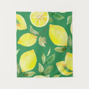 lemon,watercolor pattern,background,fruit,wallpape tapestry