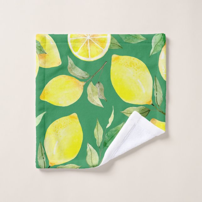 lemon,watercolor pattern,background,fruit,wallpape wash cloth (Wash Cloth)