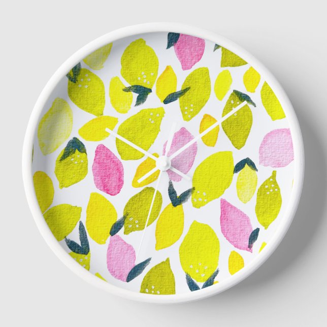 Lemon watercolor pattern clock (Front)