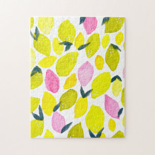 Lemon watercolor pattern jigsaw puzzle
