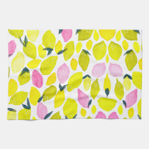 Lemon watercolor pattern tea towel