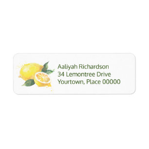 Lemon Watercolor Return Address Label