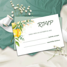 Lemon Watercolor RSVP Wedding Card