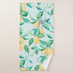 Lemon watercolor seamless pattern bath towel