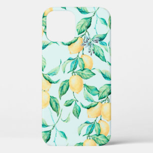 Lemon watercolor seamless pattern iPhone 12 case