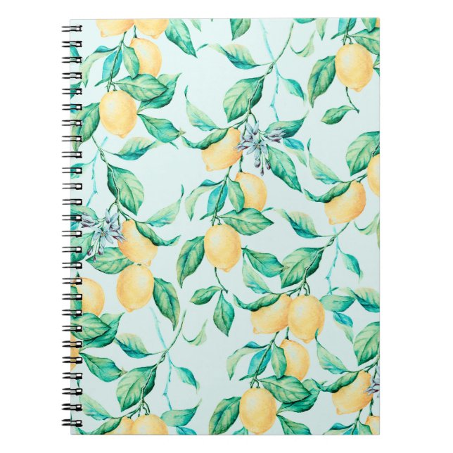 Lemon watercolor seamless pattern notebook (Front)