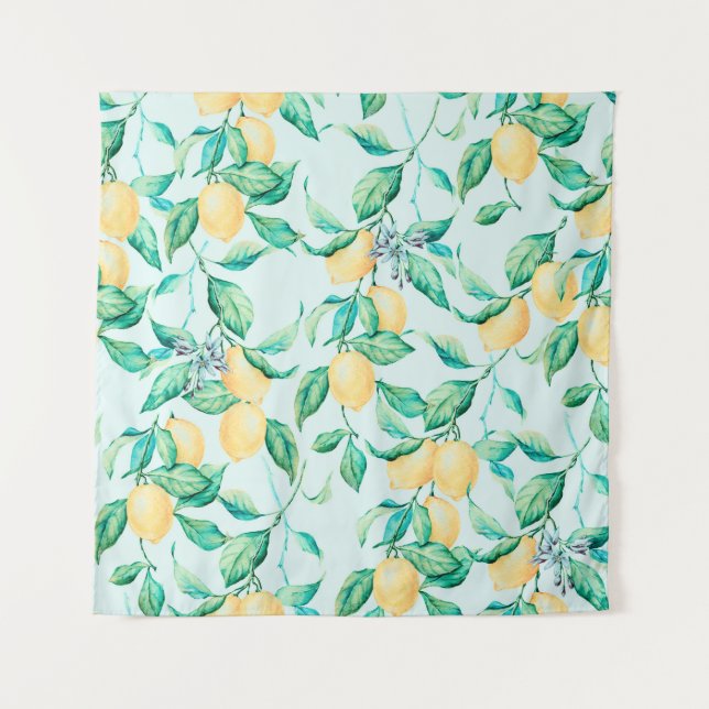Lemon watercolor seamless pattern tapestry (Front)