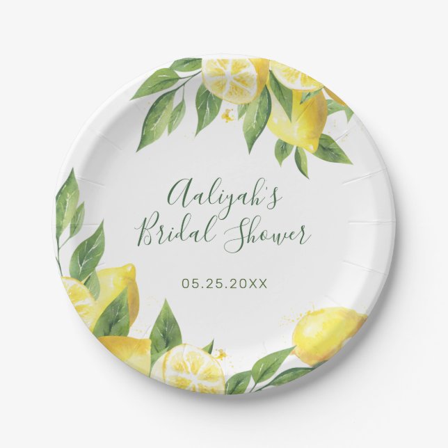 Lemon Watercolor Special Occasion Paper Plate (Front)
