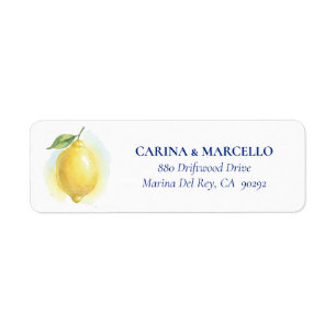  Lemon Watercolor Wedding Return Address Return Address Label
