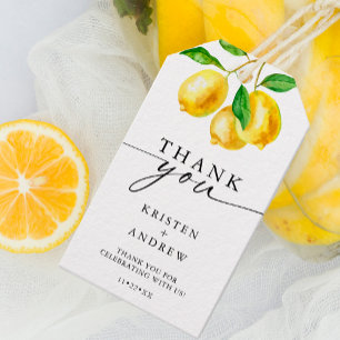 Lemon Watercolor Wedding Thank You Gift Tags
